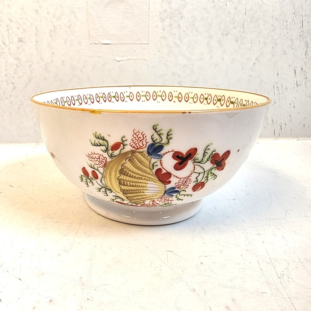 Antique New Hall Porcelain Waste Bowl Pattern 1045 Yellow Shell Regency c1815
